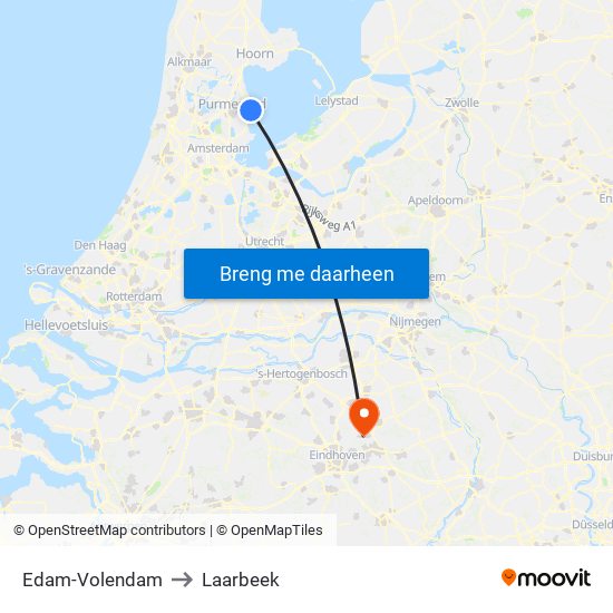 Edam-Volendam to Laarbeek map