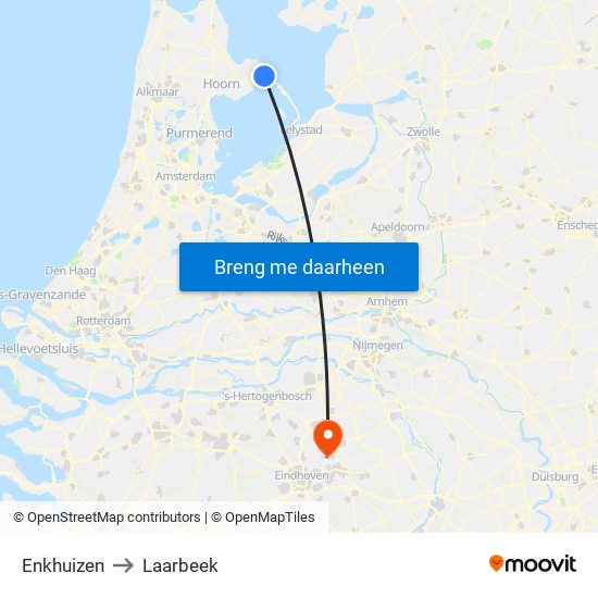 Enkhuizen to Laarbeek map