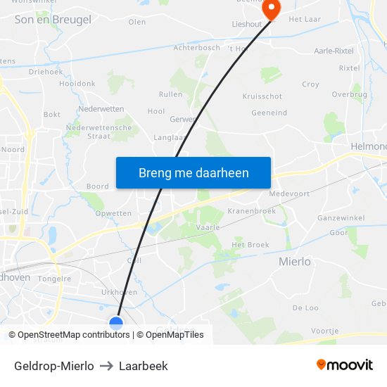 Geldrop-Mierlo to Laarbeek map