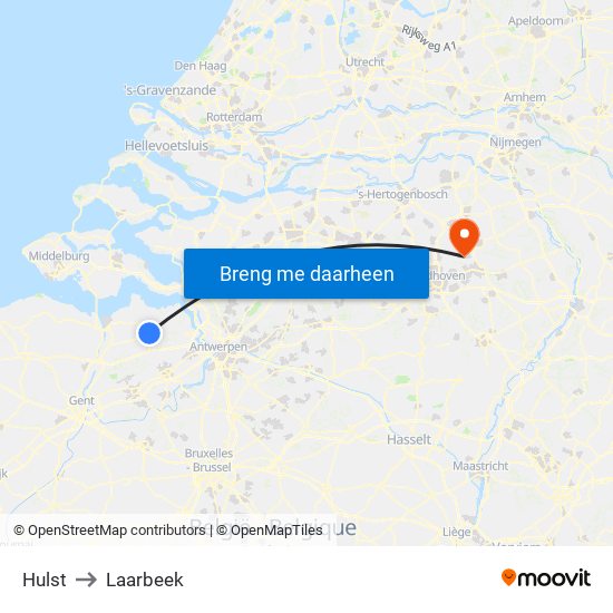 Hulst to Laarbeek map