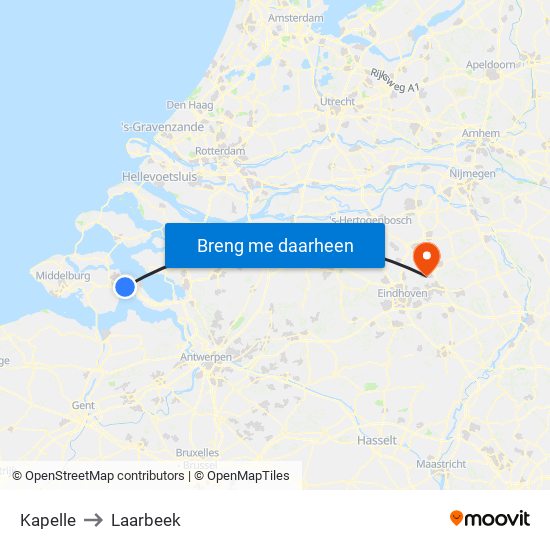 Kapelle to Laarbeek map