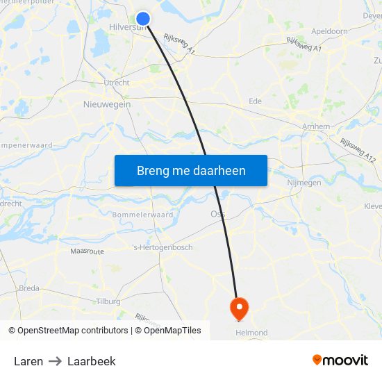 Laren to Laarbeek map