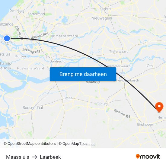 Maassluis to Laarbeek map