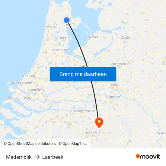 Medemblik to Laarbeek map