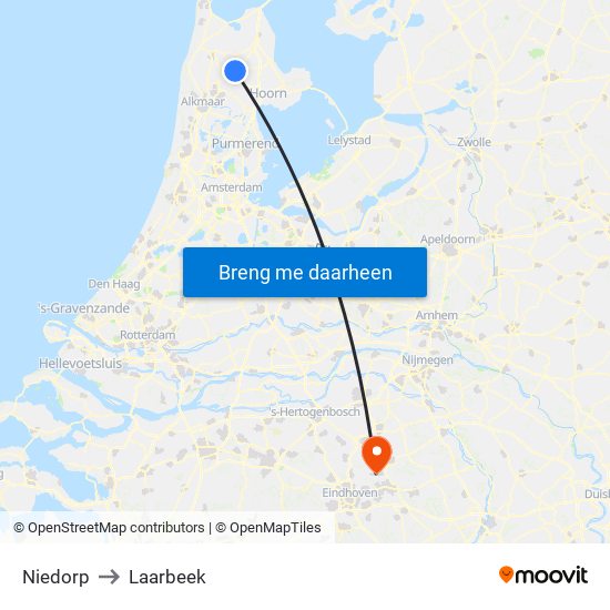 Niedorp to Laarbeek map