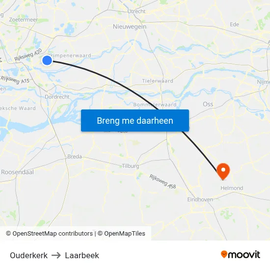 Ouderkerk to Laarbeek map