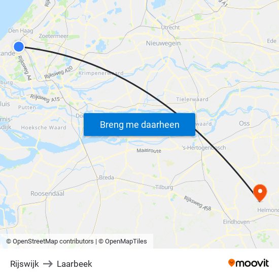 Rijswijk to Laarbeek map