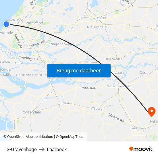 'S-Gravenhage to Laarbeek map