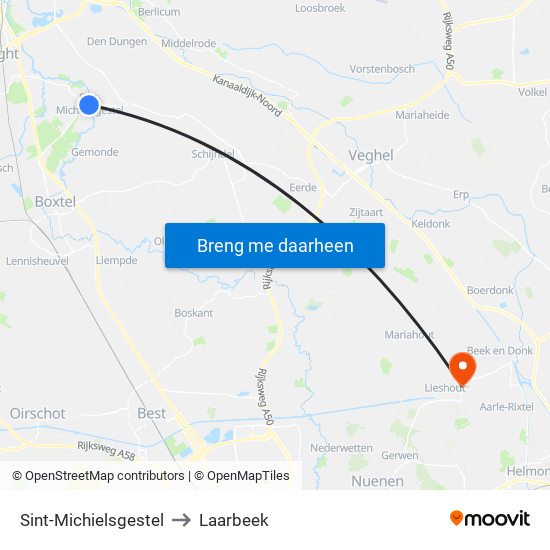 Sint-Michielsgestel to Laarbeek map