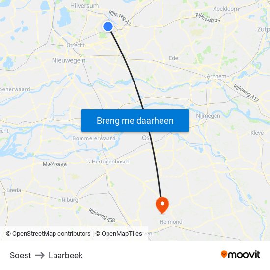 Soest to Laarbeek map