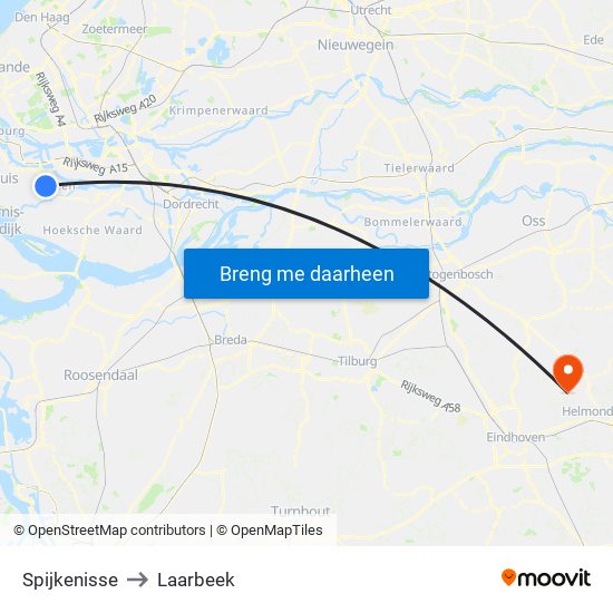 Spijkenisse to Laarbeek map
