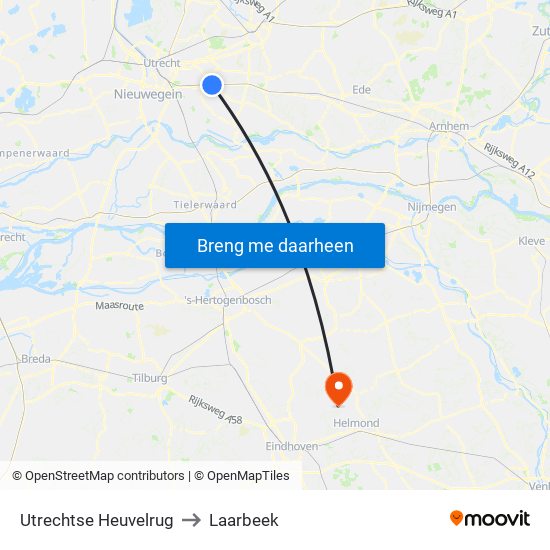 Utrechtse Heuvelrug to Laarbeek map