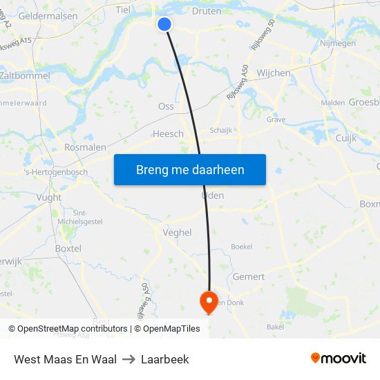 West Maas En Waal to Laarbeek map