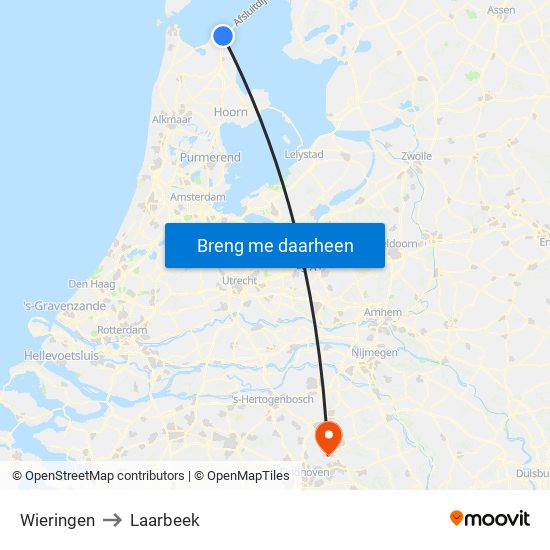 Wieringen to Laarbeek map