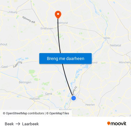 Beek to Laarbeek map