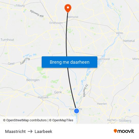 Maastricht to Laarbeek map