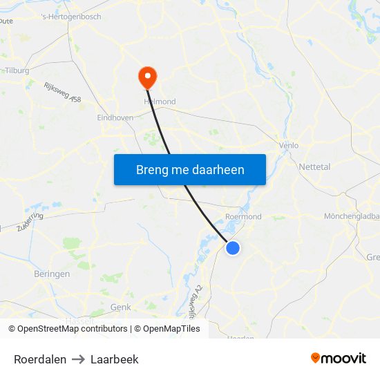 Roerdalen to Laarbeek map