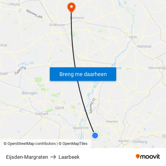 Eijsden-Margraten to Laarbeek map