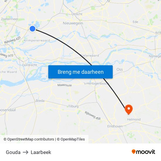 Gouda to Laarbeek map