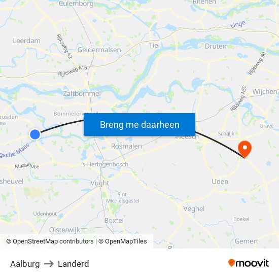 Aalburg to Landerd map