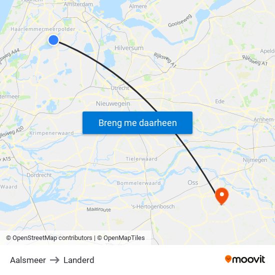 Aalsmeer to Landerd map