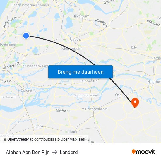 Alphen Aan Den Rijn to Landerd map
