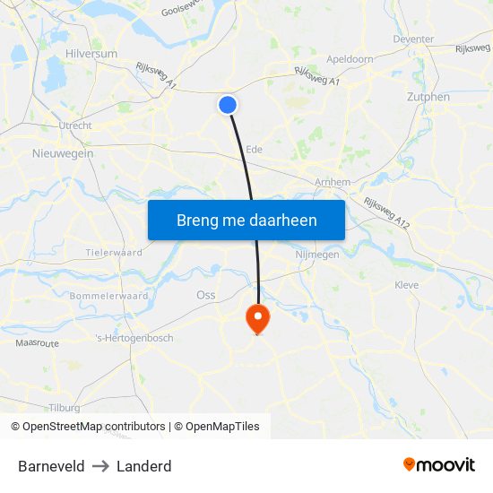 Barneveld to Landerd map