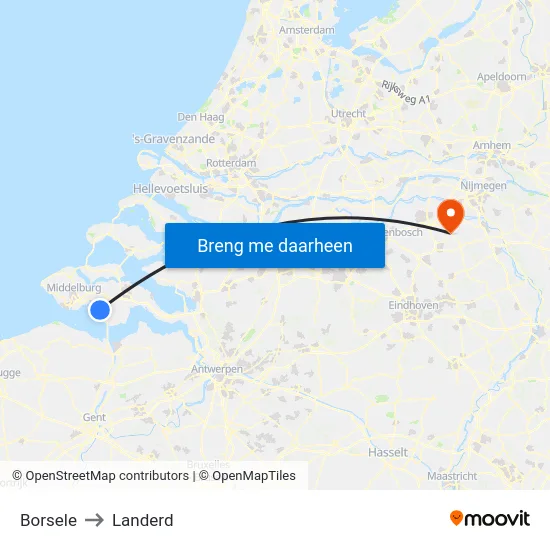 Borsele to Landerd map
