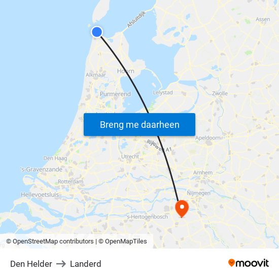 Den Helder to Landerd map