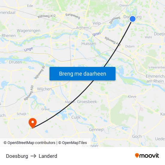 Doesburg to Landerd map