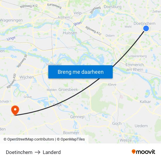 Doetinchem to Landerd map