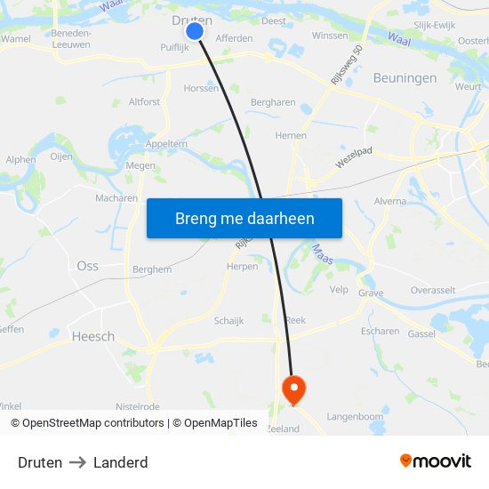 Druten to Landerd map