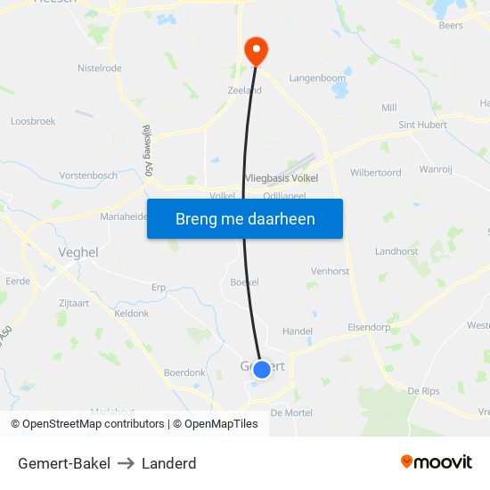 Gemert-Bakel to Landerd map