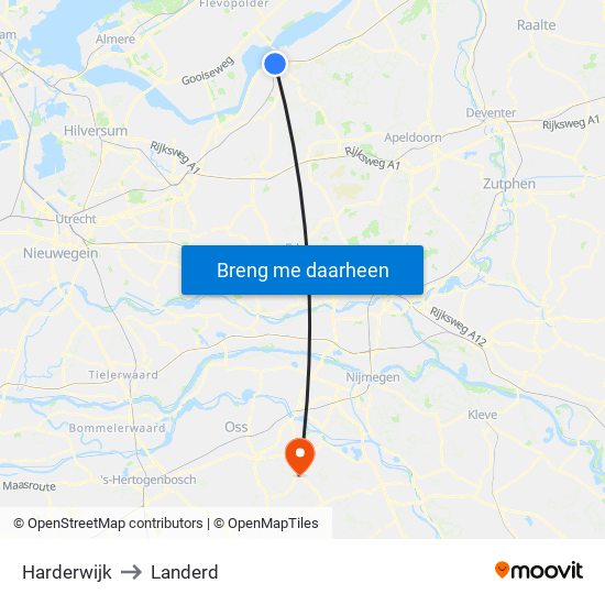 Harderwijk to Landerd map