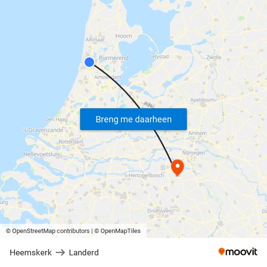 Heemskerk to Landerd map