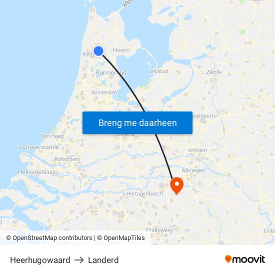 Heerhugowaard to Landerd map