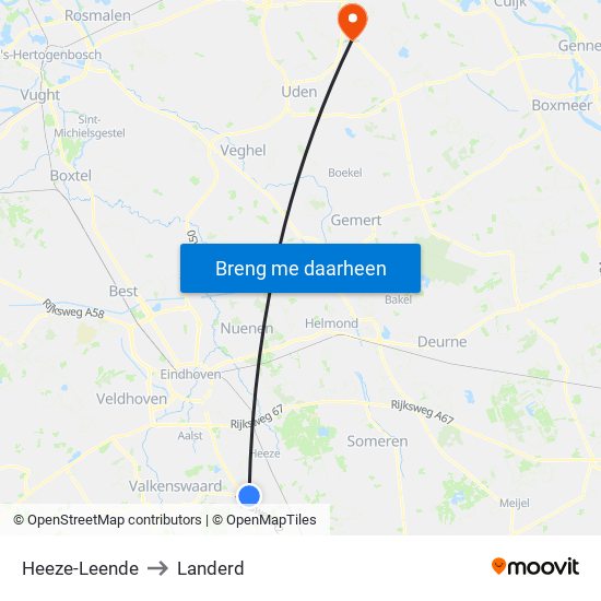 Heeze-Leende to Landerd map