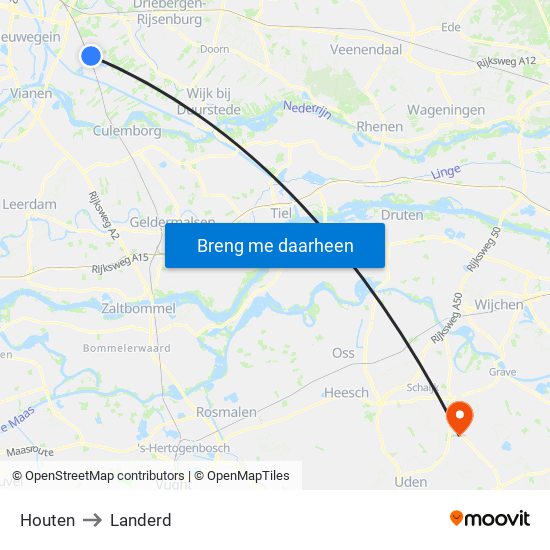 Houten to Landerd map