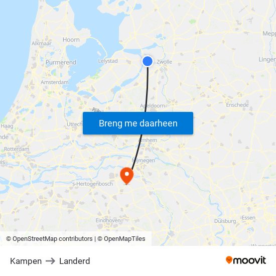 Kampen to Landerd map