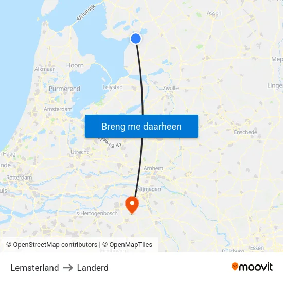 Lemsterland to Landerd map
