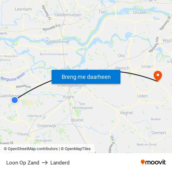 Loon Op Zand to Landerd map