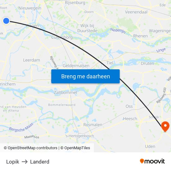 Lopik to Landerd map