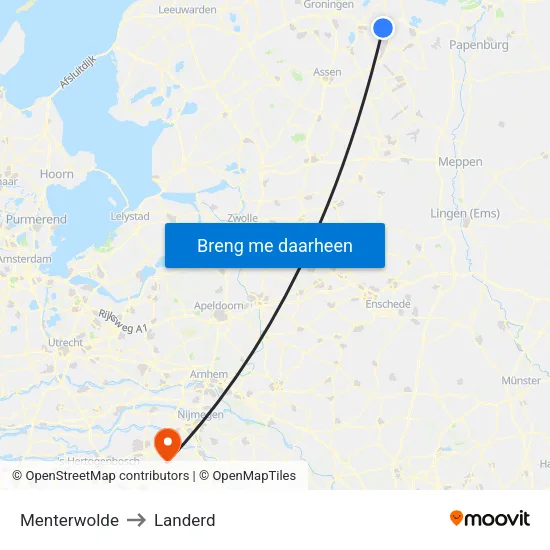 Menterwolde to Landerd map