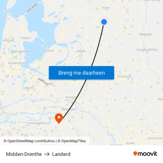 Midden-Drenthe to Landerd map