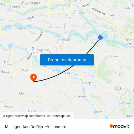 Millingen Aan De Rijn to Landerd map