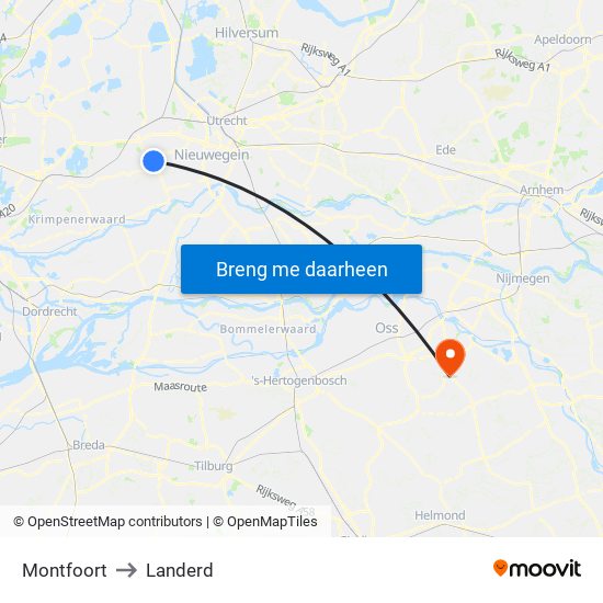 Montfoort to Landerd map