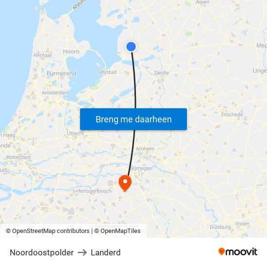 Noordoostpolder to Landerd map