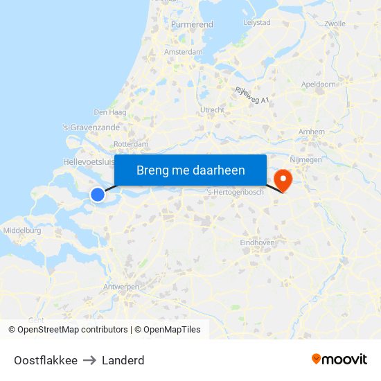 Oostflakkee to Landerd map