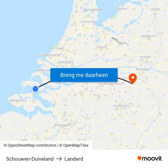 Schouwen-Duiveland to Landerd map