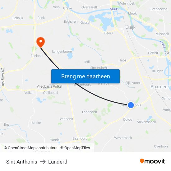 Sint Anthonis to Landerd map